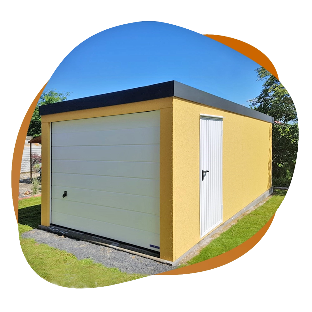 Einzelgarage mit Sektionaltor und Seiteneingangstür